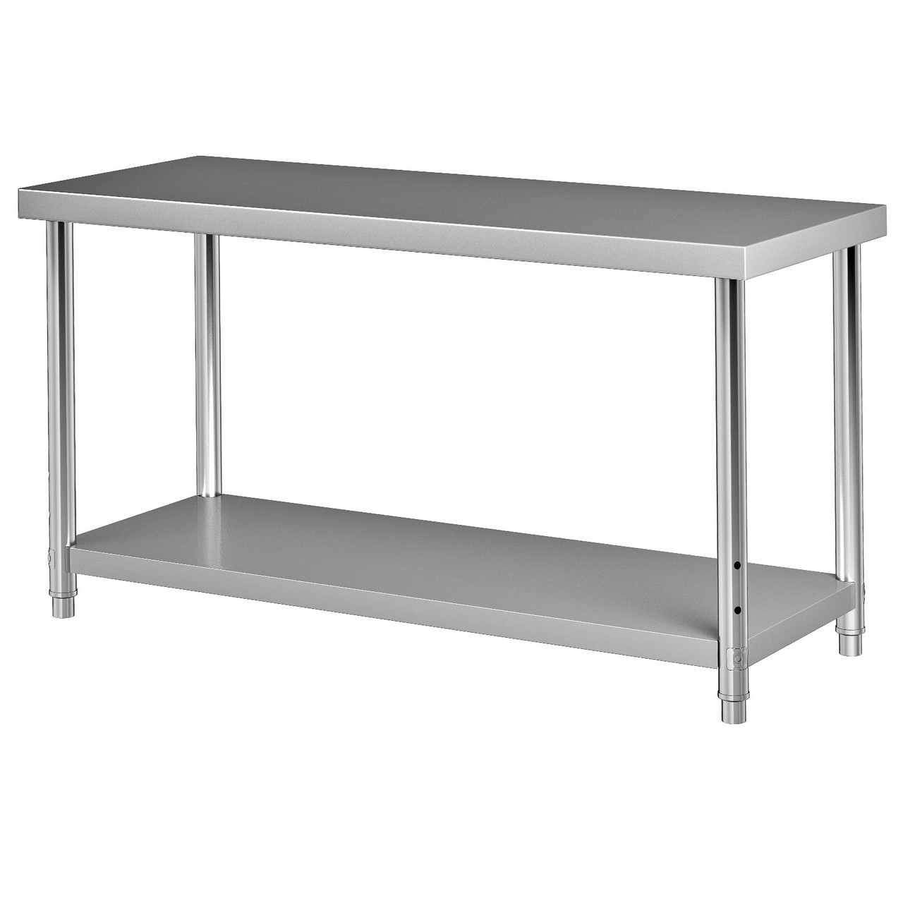 VEVOR Stainless Steel Prep Table, 60 x 24 x 34 Inch, 550lbs Load Capacity Heavy Duty Metal Worktable with Adjustable Undershelf, Commercial Workstation for Kitchen Restaurant Garage Backyard