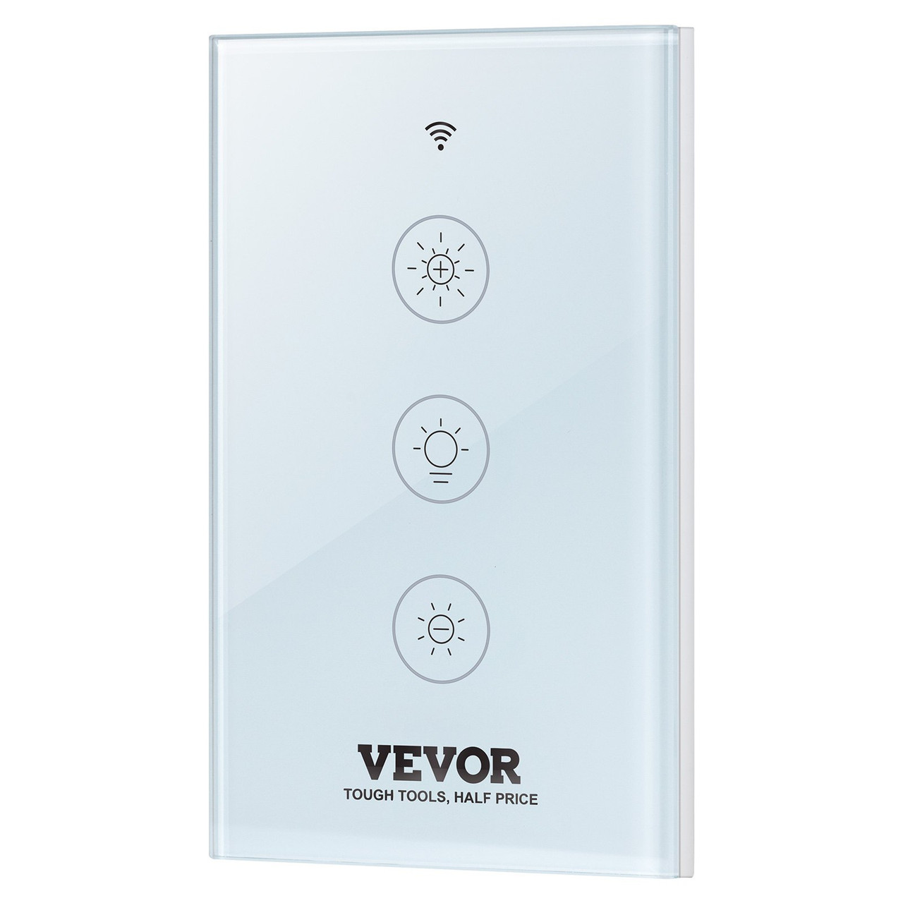 VEVOR 2PCS WiFi Smart Light Dimmer Switch, 100-250V AC Wi-Fi 2.4GHz, 15% to 85% Stepless Dimming LED Dimmable Smart Switch with Touch Panel, App Remote Control Voice Compatible with Alexa Google Home