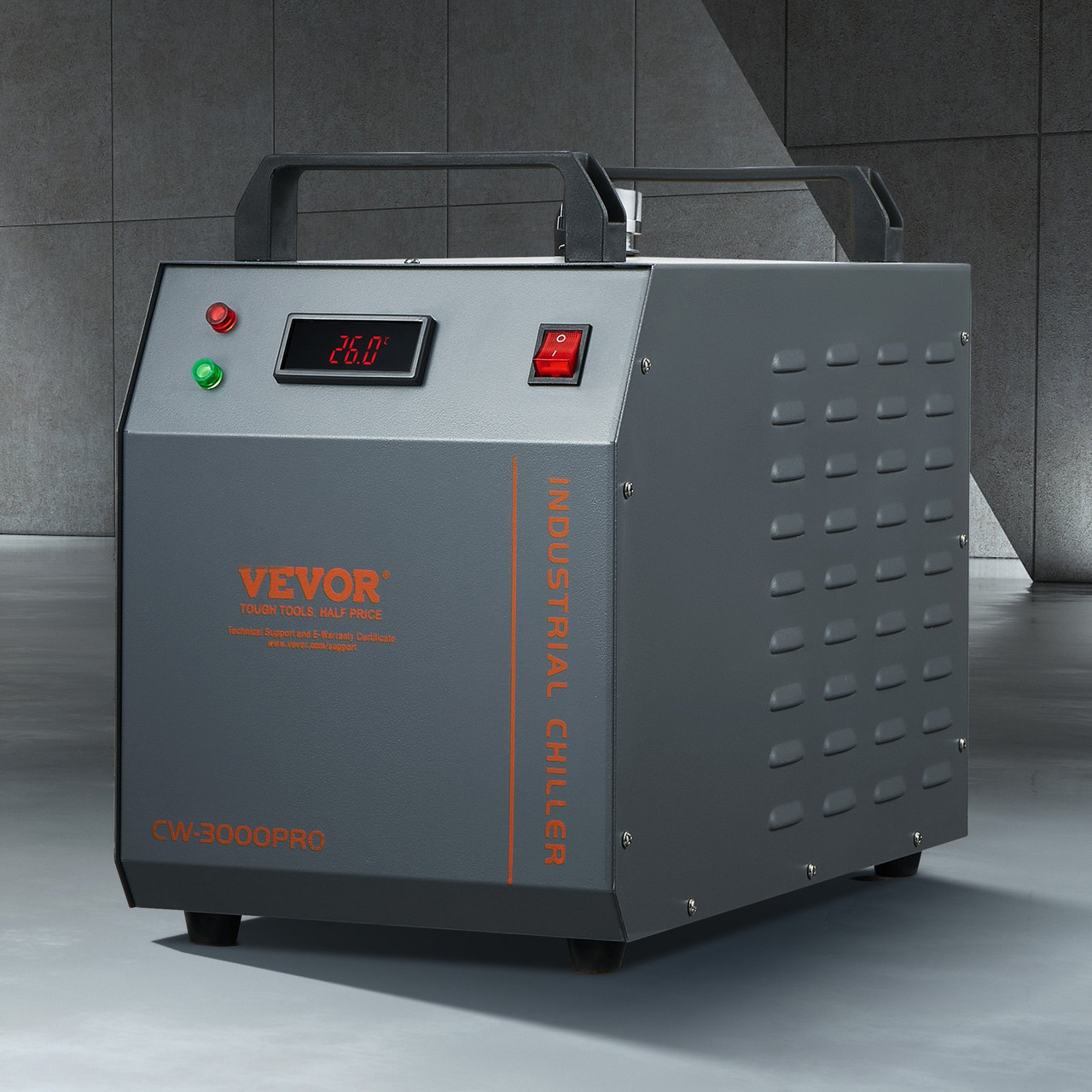 VEVOR Industrial Water Chiller, CW-3000(PRO), 150W Air-Cooled Industrial Water Cooler Cooling System with 12L Water Tank Capacity 18 L/min Max Flow Rate, for Laser Engraving Machine Cooling Machine