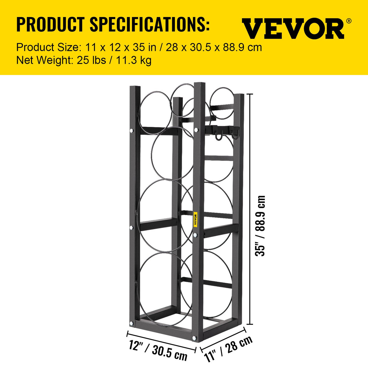 VEVOR Refrigerant Tank Rack with 2-30lb and Other 3 Saving Space Cylinder Tank Rack 889mm Refrigerant Cylinder Rack Gas Cylinder Racks and Holders for Gas Oxygen Nitrogen Storage