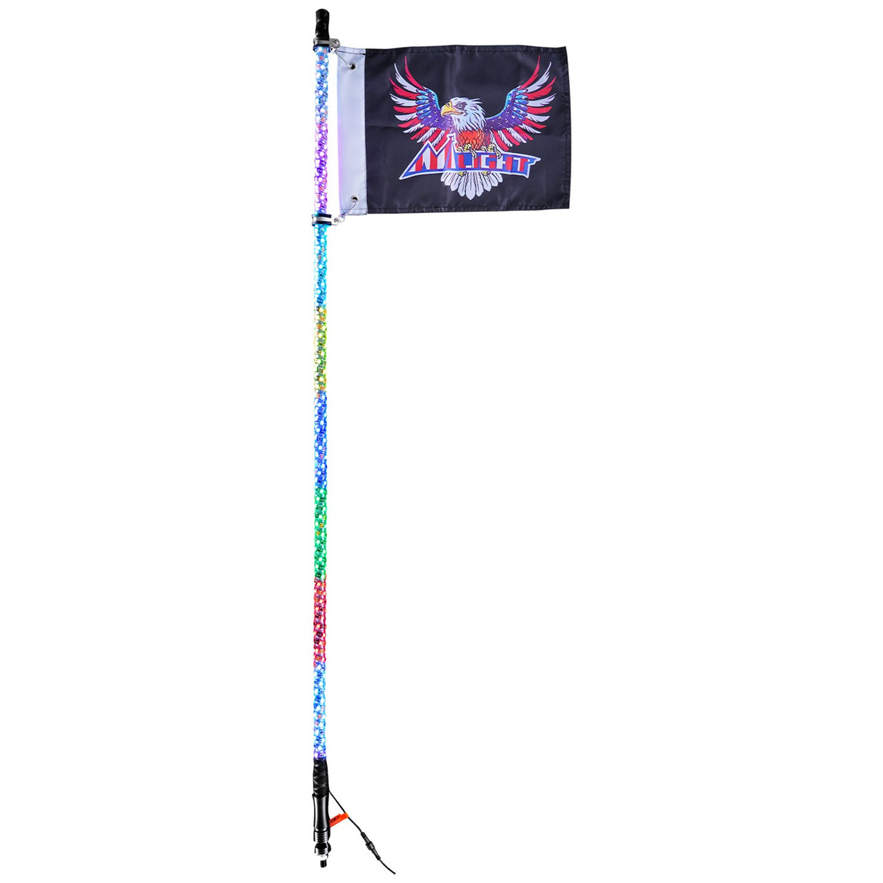 VEVOR 1 PC 4 FT Whip Light, APP & RF Remote Control Led Whip Light, Waterproof 360° Spiral RGB Chasing Lighted Whips with 2 Flags, for UTVs, ATVs, Motorcycles, RZR, Can-am, Trucks, Off-road, Go-karts