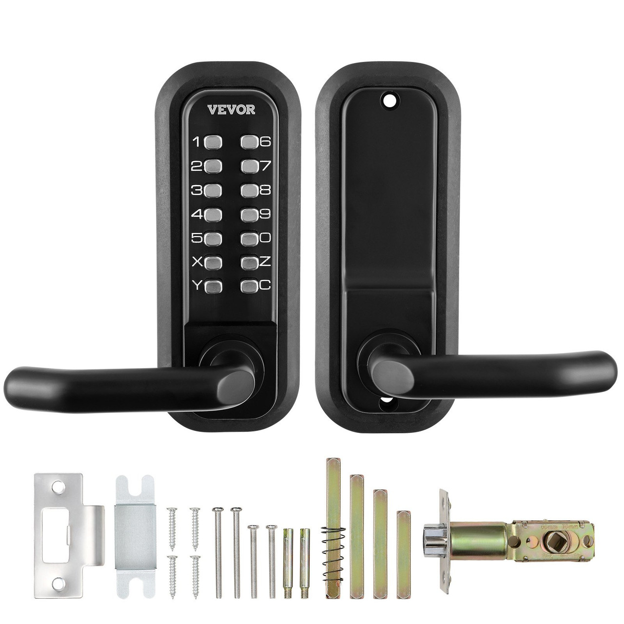 VEVOR Mechanical Keyless Entry Door Lock, 14 Digit Keypad, Embedded Outdoor Gate Door Locks Set with Keypad and Handle, Water-proof Zinc Alloy, Easy to Install, for Garden, Garage, Yard, Storage Shed