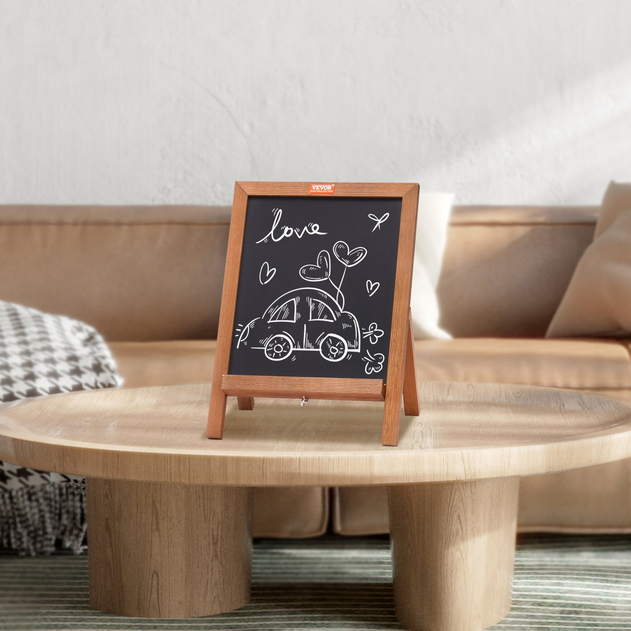 VEVOR Tabletop Chalkboard Sign, Message Signs with Chalks, Freestanding Framed Memo Board, Vintage Wooden Magnetic Chalk Board, Rustic Brown Chalk Boards, 10"x14", For Kitchen, Home Decor, and Wedding