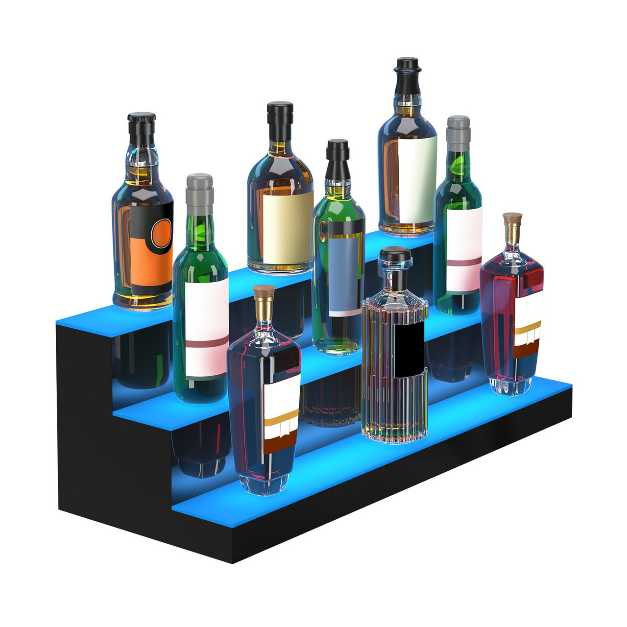VEVOR LED Lighted Liquor Bottle Display Bar Shelf RF & App Control 30" 3-Step