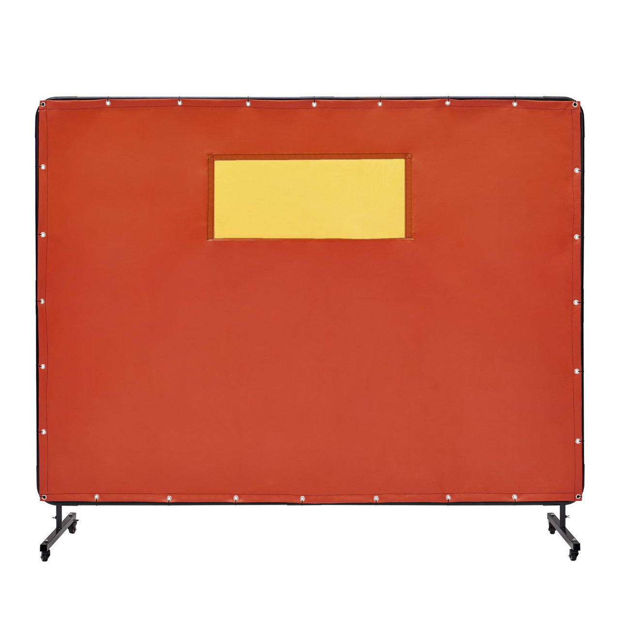 VEVOR Welding Screen with Frame, 6' x 8' Welding Curtain Screens, Flame-Resistant Vinyl Welding Protection Screen with 4 Swivel Wheels (2 Lockable) & Transparent Window for Workshop/Industrial, Red