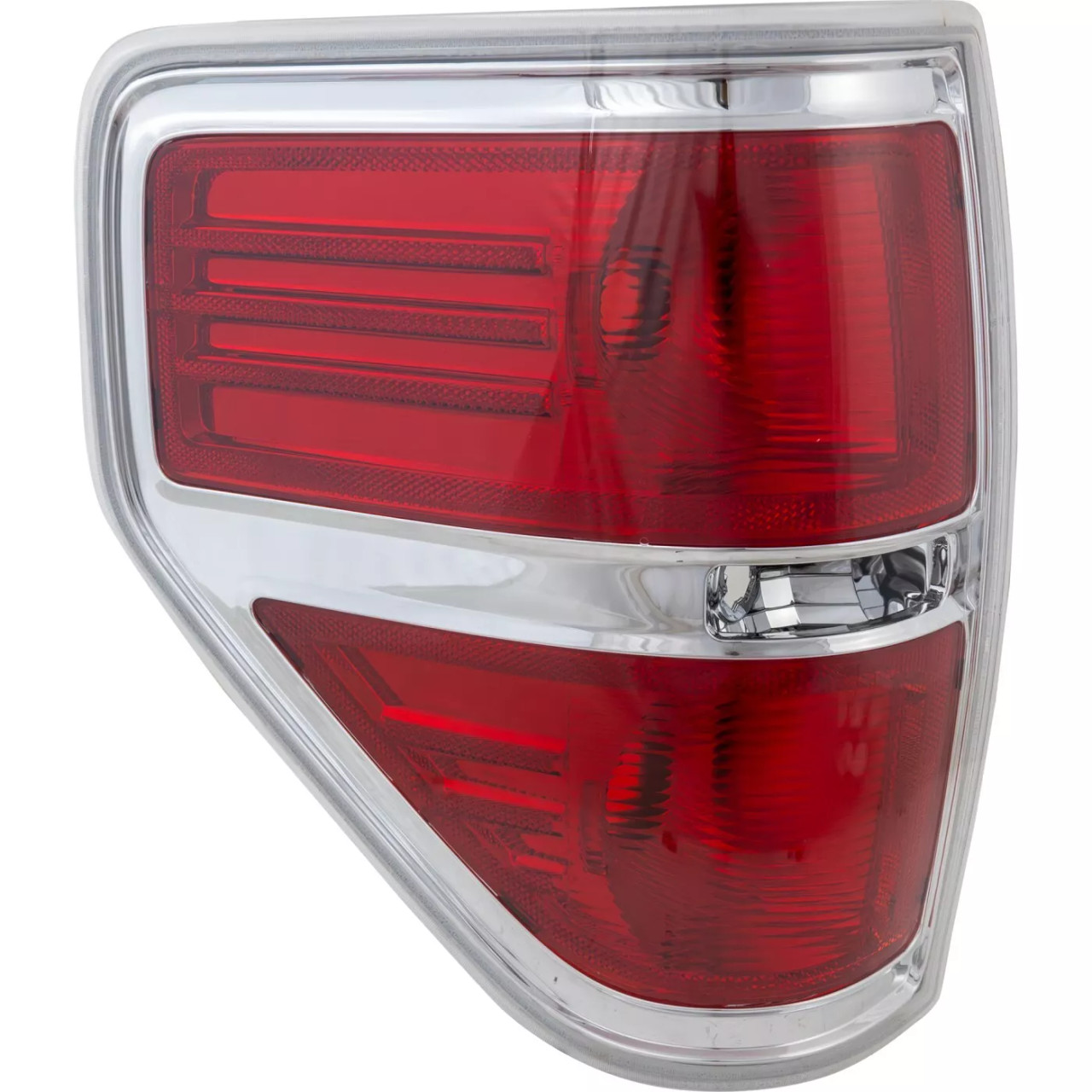 Driver Side Tail Light For 2009-2014 Ford F-150 Styleside Chrome Trim Red Lens