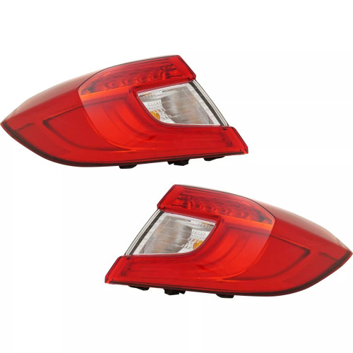 Tail Light Set For 2018-2022 Honda Accord Left and Right Outer Clear/Red Halogen