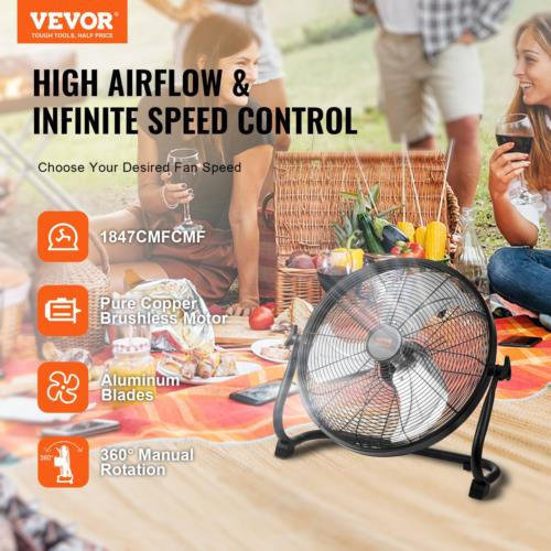 VEVOR Cordless Fan 16 in, Portable Quiet Personal Fan for Home or Office, 360 De