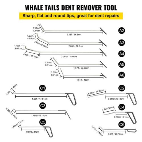 VEVOR Rods Dent Removal Kit, 21 Pcs Paintless Dent Repair Rods, Stainless Steel 