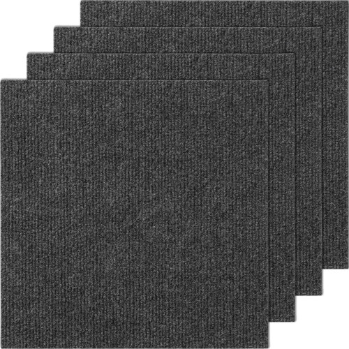 VEVOR Carpet Tiles Peel and Stick, 12” x 12” Squares Self Adhesive Carpet Floor Tile, Soft Padded Carpet Tiles, Easy Install DIY for Bedroom Living Room Indoor Outdoor (12 Tiles, Dark Gray)