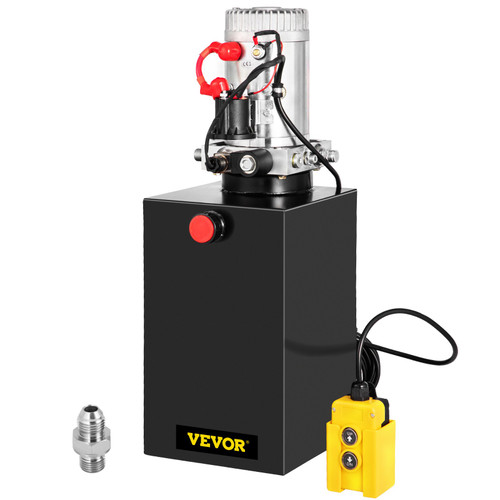 VEVOR Single Acting Hydraulic Pump 12V DC Hydraulic Power Unit 3.75 Gallon Dump Trailer Pump Steel Hydraulic Power Unit (Steel, 15 Quart/Single Acting)