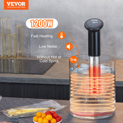 VEVOR Sous Vide Machine, 1200W Sous Vide Cooker, 86-203 ? Immersion Circulator, Temperature and Time Digital Display Control, IPX7 Waterproof, Fast Heating, Low Noise, Precision Cooking