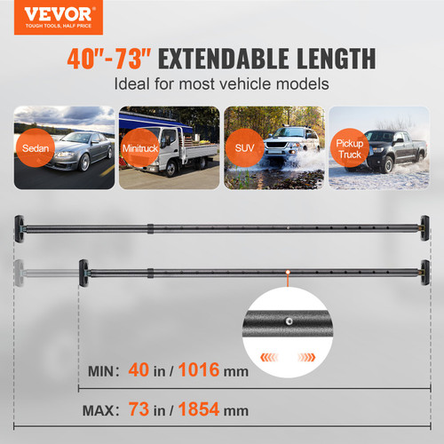 VEVOR Cargo Bar, Truck Bed Bar Adjustable from 40" to 73", Heavy-duty Steel Cargo Stabilizer Bar with 220 lbs Capacity, Truck Load Bar Stop Sliding for Pickup Truck Bed, SUV, Minitruck