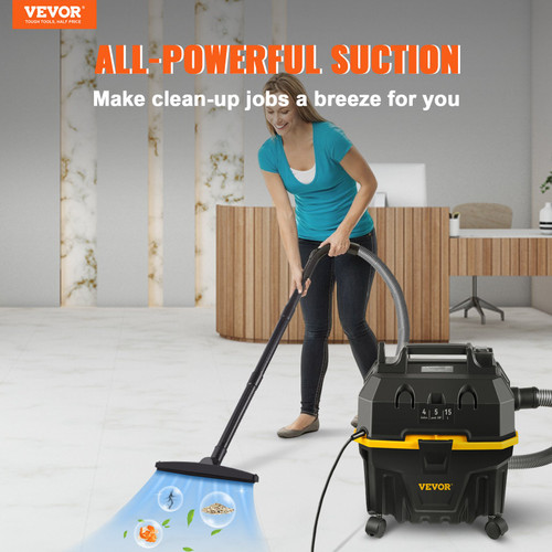 VEVOR Wet Dry Vac, 4 Gallon, 5 Peak HP, 3 in 1 Shop Vacuum with Blowing Function Portable Attachments to Clean Floor, Upholstery, Gap, Car, ETL Listed, Black