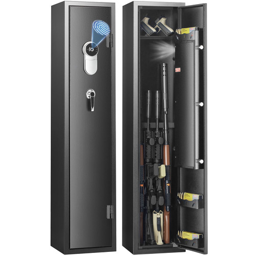 VEVOR 5 Gun Safe, Gun Security Cabinet with Fingerprint Lock, Quick Access Gun Storage Cabinet with Removable Shelf, Pistol Rack, Gun Cabinet for Home Long Gun and Pistols