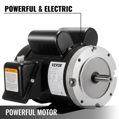 VEVOR 1.5HP Electric Motor, 3450rpm Reversible Single Phase 56C Frame Air Compressor Motor 5/8" Shaft Diameter Electric Compressor Motor for Agricultural Machinery General Equipment, 115/230VAC