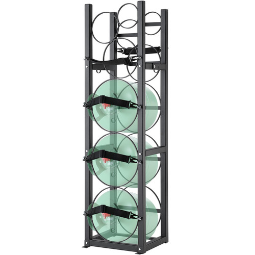 VEVOR Refrigerant Tank Rack, with 3 x 30lbs and Other 3 Small Bottle Tanks, Cylinder Tank Rack 12.79x12.99x47.12 in, Refrigerant Cylinder Rack and Holders for Freon, Gases, Oxygen, Nitrogen