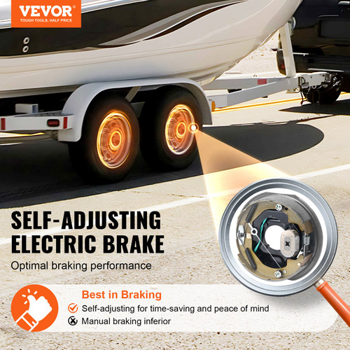 VEVOR Electric Trailer Brake Assembly, 10" x 2.25", 1 Pair Self-Adjusting Electric Brakes Kit for 3500 lbs Axle, 4-Hole Mounting, Backing Plates for Brake System Part Replacement (1 Right + 1 Left)