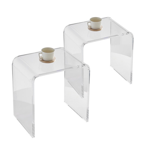 VEVOR Acrylic End Table, 2 pcs C-Shaped Lucite Side Tables, Clear Acrylic Side Table for Drink, Food, Snack used in Living Room, Bedroom, and Study