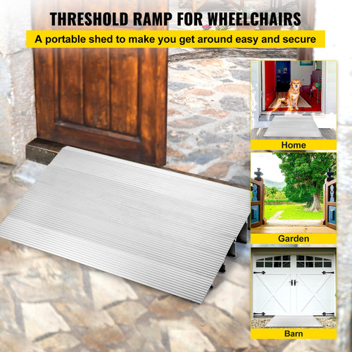 VEVOR Transitions Modular Entry Ramp, 5" Rise Door Threshold Ramp, Aluminum Threshold Ramp for Doorways Rated 800lbs Load Capacity, Adjustable Threshold Ramp for Wheelchair, Scooter, and Power Chair