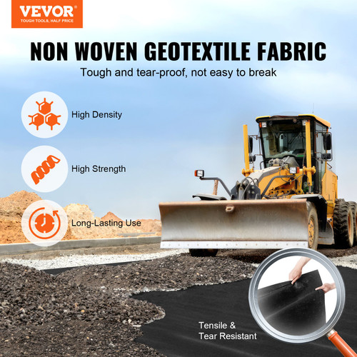 VEVOR Non-Woven Geotextile Fabric 10x100FT 8OZ Ground Cover Weed Control Fabric