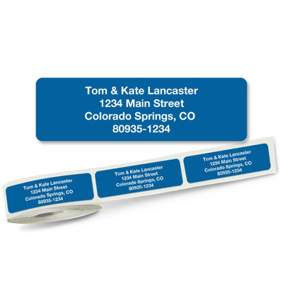 Solid Sky Blue Address Labels on Rolls