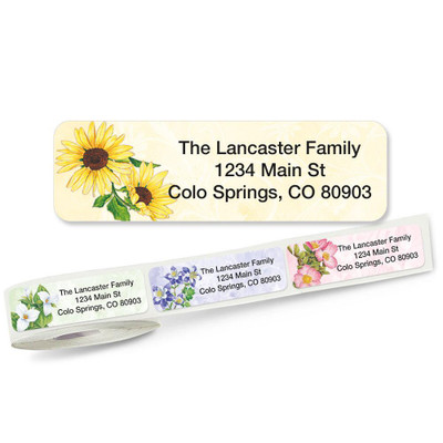 Floral Spring Address Labels on Rolls