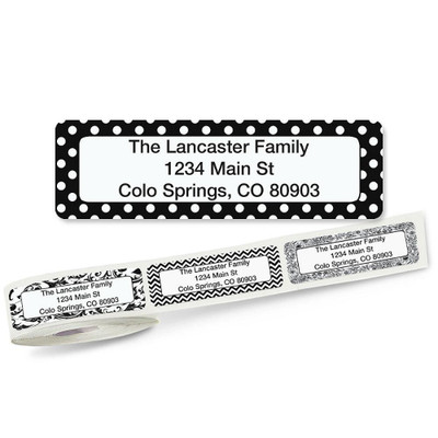 Black and White Address Labels on Rolls