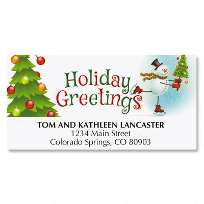 Skating Snowman Address Labels