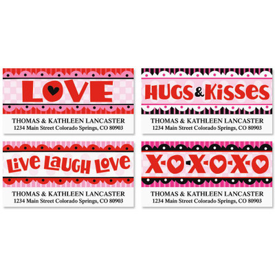Hugs and Kisses Deluxe Border Address Labels