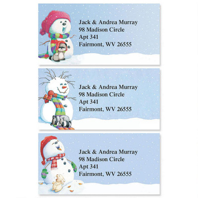 Snowman Delights Border Address Labels
