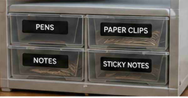 Office Supply Organization with Custom Labels