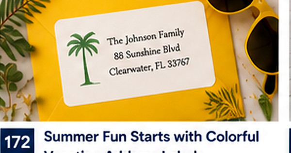 Vacation Address Labels for Postcards, Camp Mail, and Travel Journals