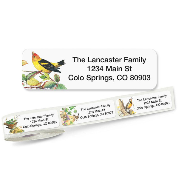 Songbirds Address Labels on Rolls