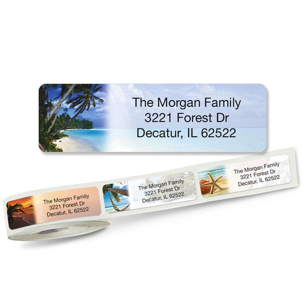 Tropical Paradise Address Labels on Rolls