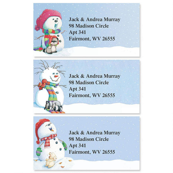 Snowman Delights Border Address Labels