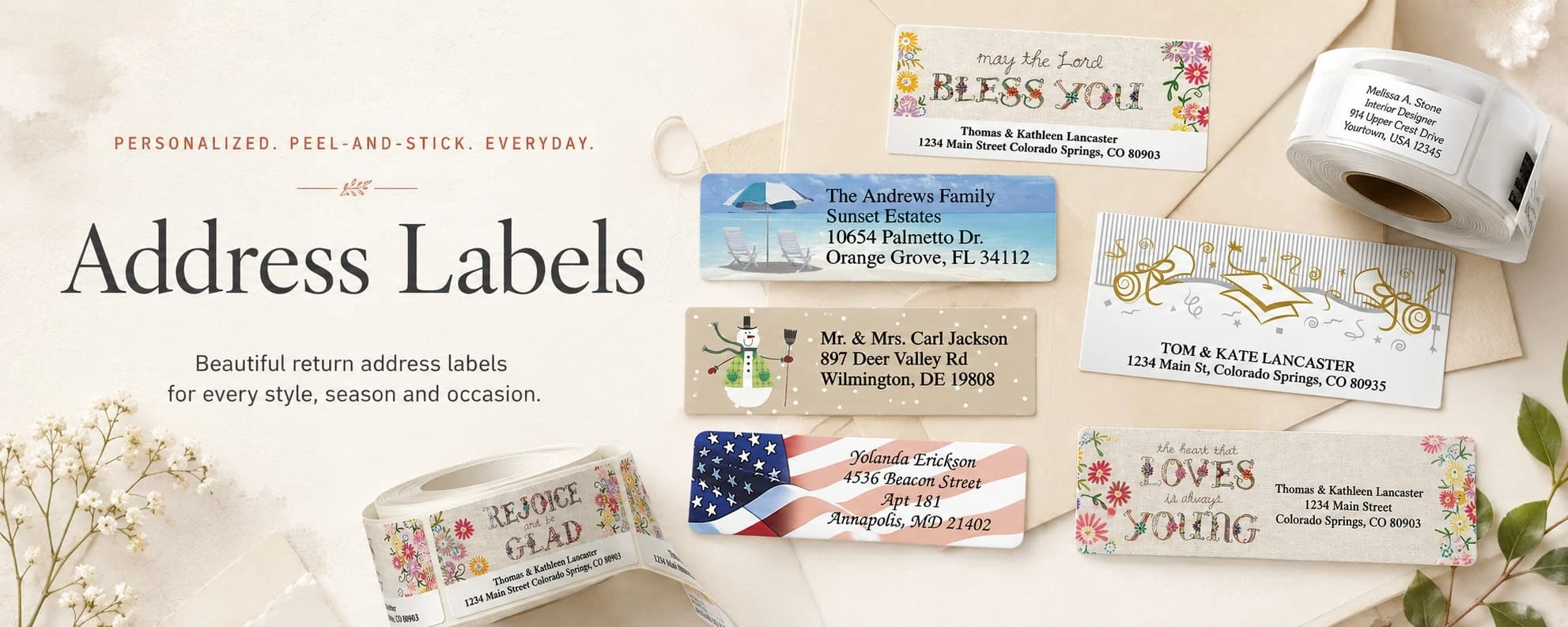 Personalized address labels and return address labels