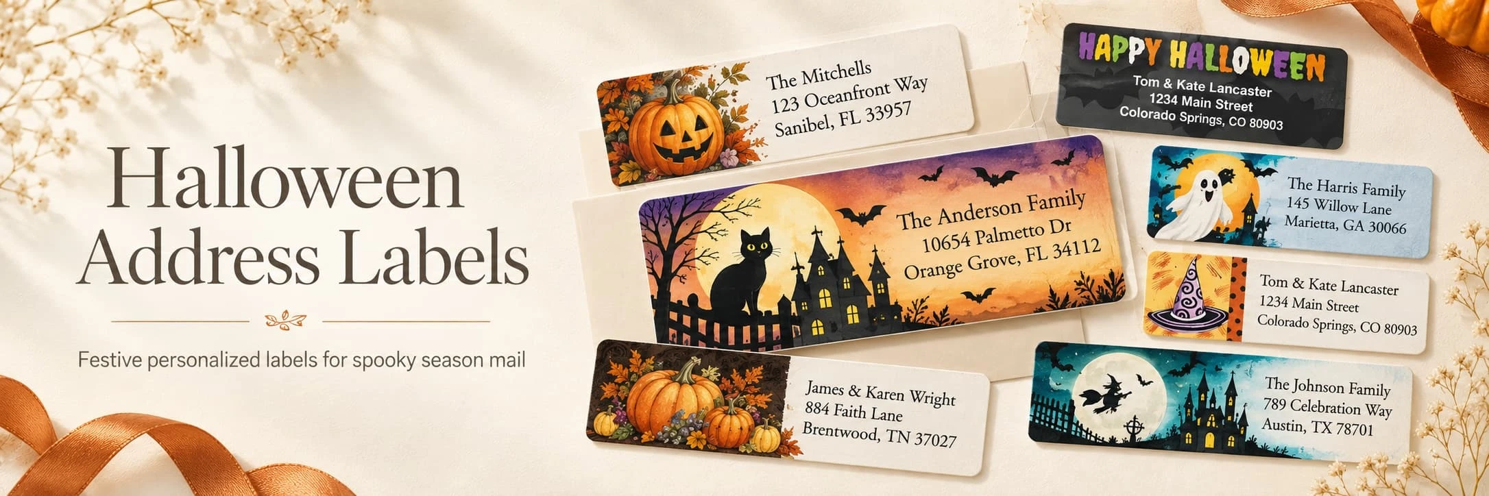Personalized Halloween address labels and spooky return address labels