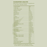 Vetalogica Hemp Clinicals Skin & Coat Plus Supplements for Cats 100g - Nutritional analysis and ingredients list.