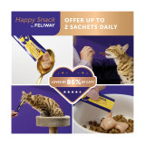 Feliway Happy Snack calming treats for cats, 6-pack, chicken flavor, promoting relaxation and happiness.