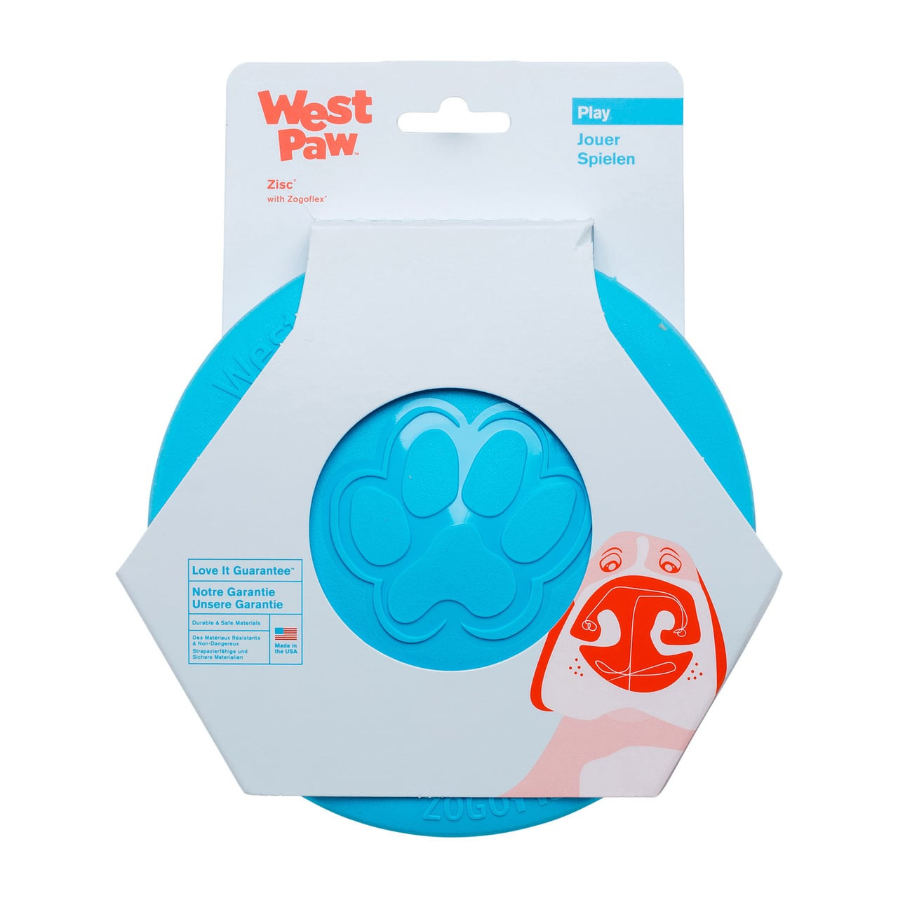 West Paw Zisc Flyer Small (17 cm) in Aqua Blue for fun outdoor play with dogs. Lightweight and durable design.