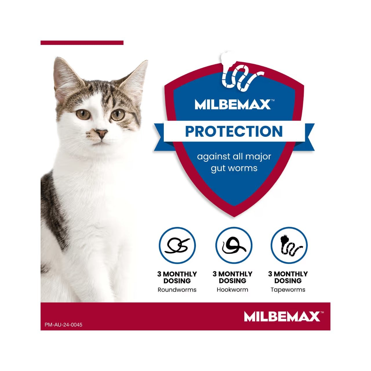 Milbemax Allwormer for cats over 2kg - protects against major gut worms, includes 2 tablets for easy dosing.