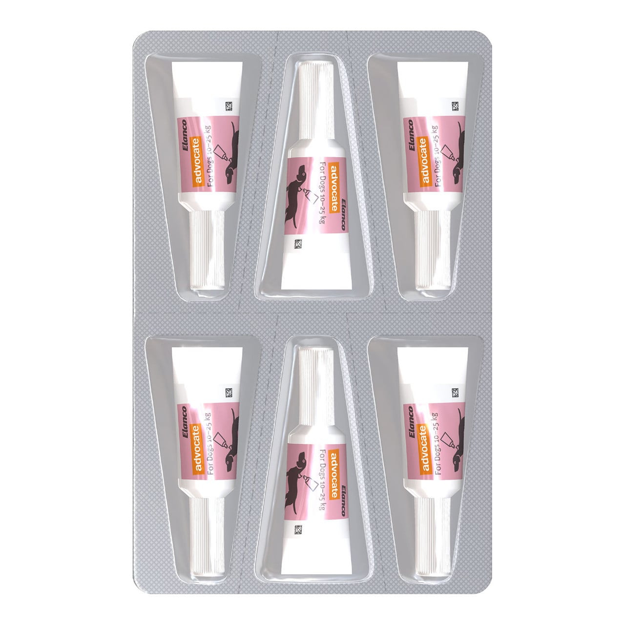 Advocate for Dogs 10-25 kg, 6-pack, effective flea, tick, and worm treatment for medium-sized dogs.