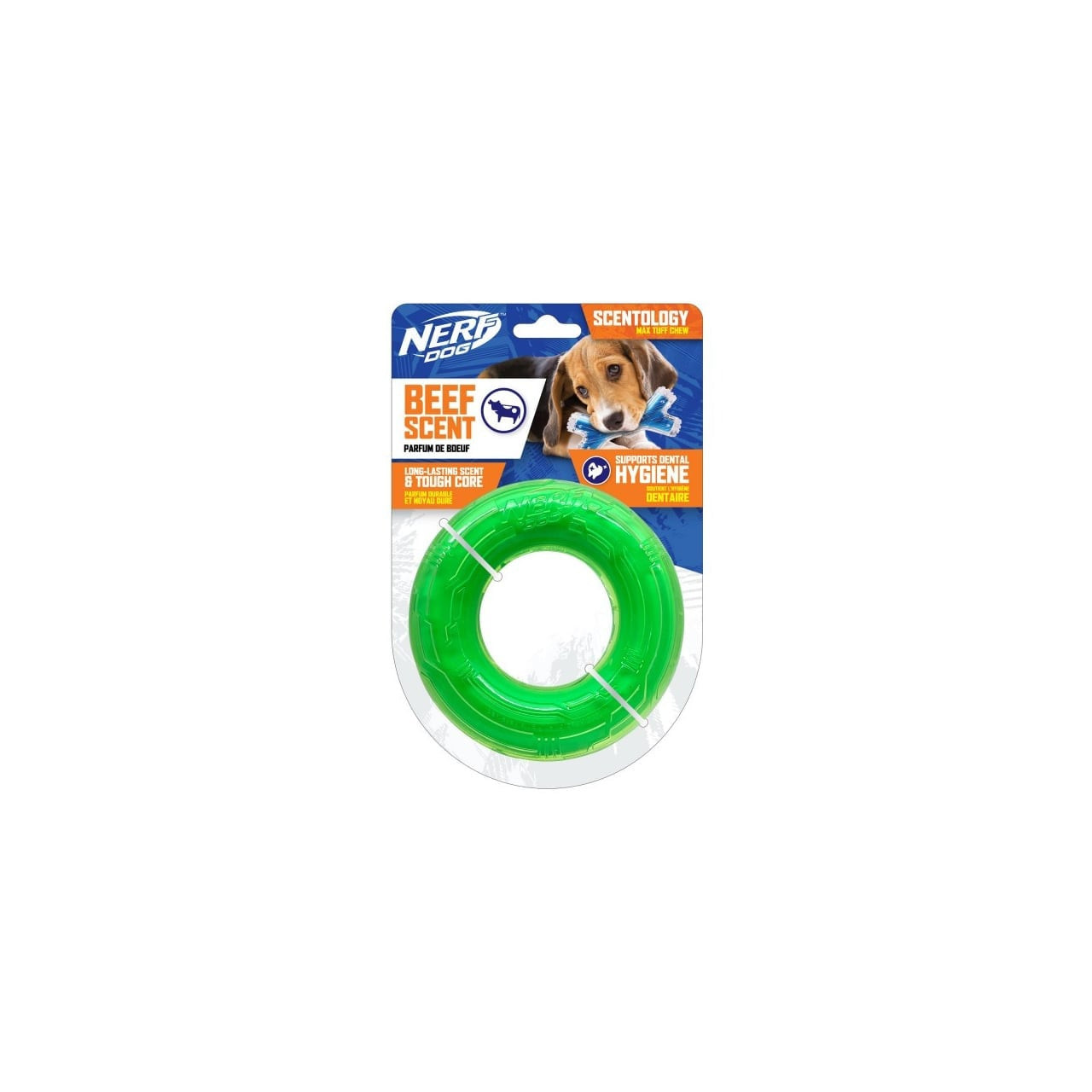 NERF DOG Scentology Ring, Beef Scent, Clear/Green 12.5cm - Image 1 of 2