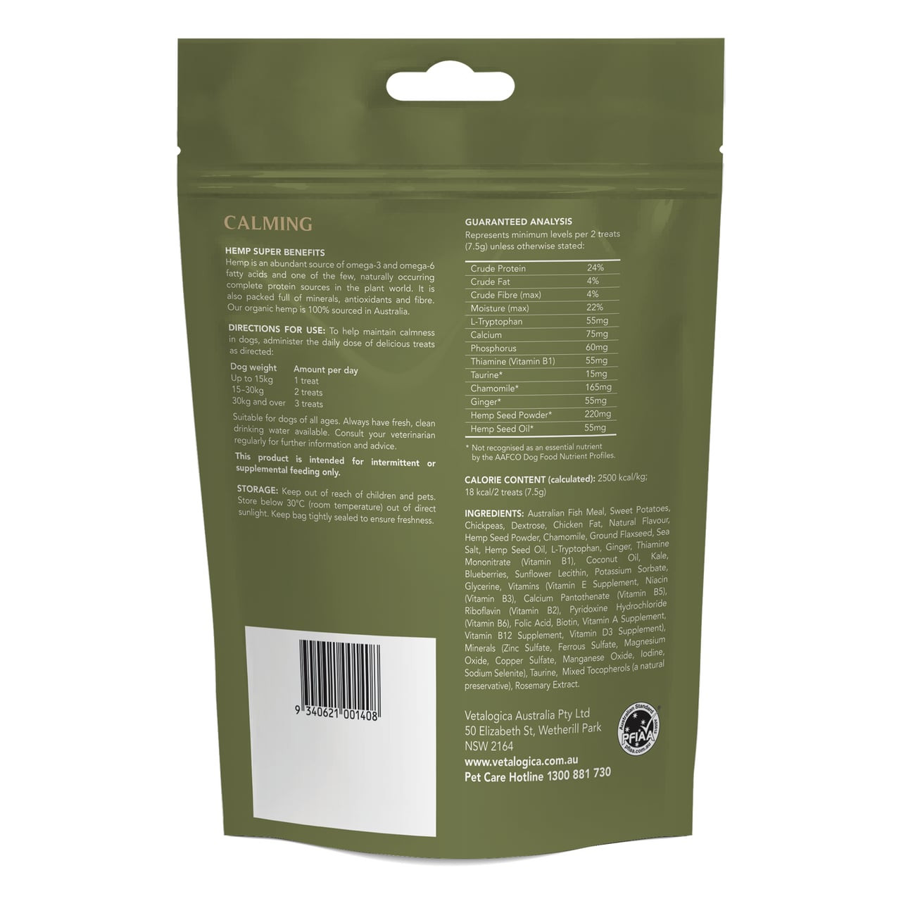 Vetalogica Hemp Clinicals Calming Treats for Dogs, 225g - natural calming solution for anxious pets.
