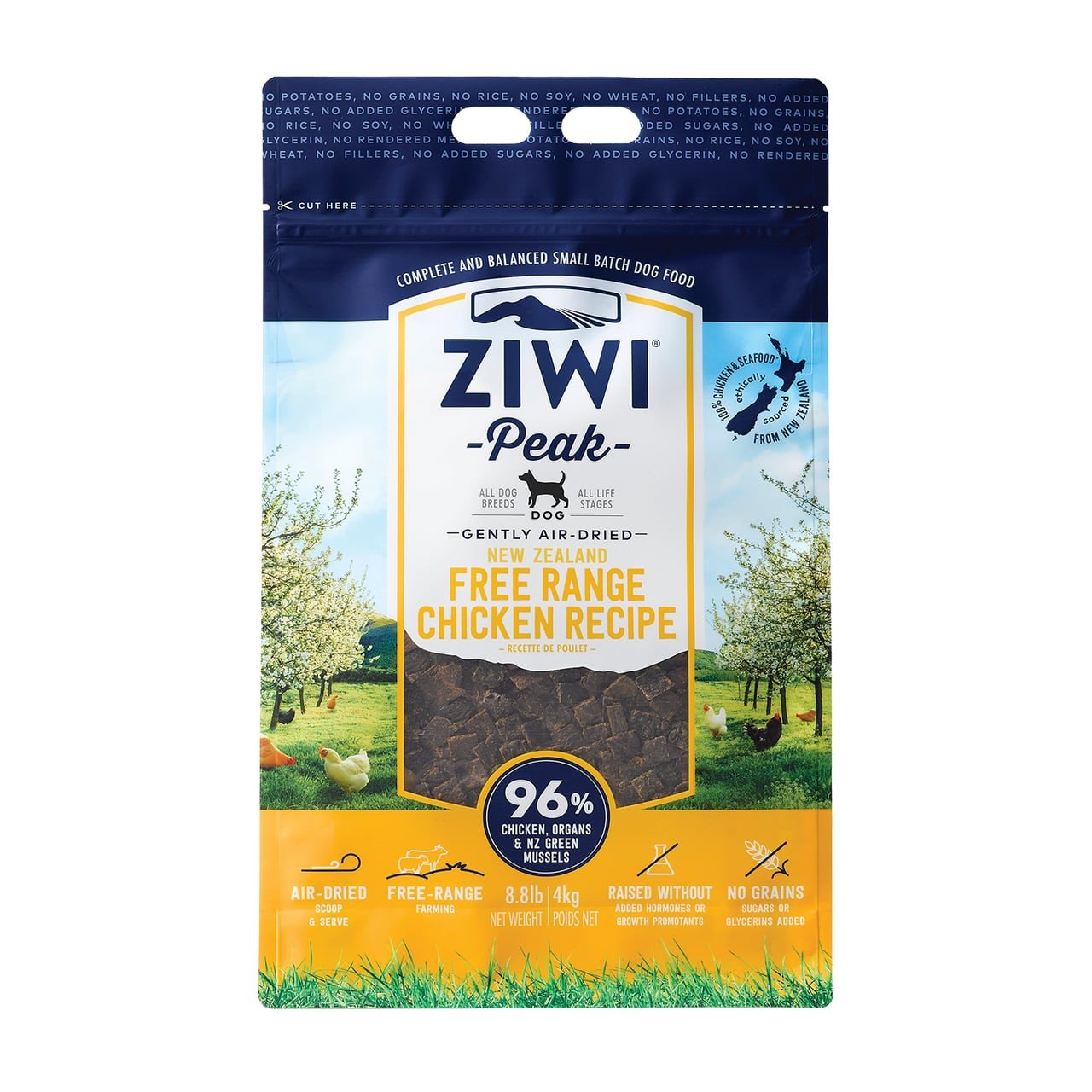Ziwi Peak Chicken Air-Dried Dog Food 4kg - nutritious, grain-free, and all-natural dog food made in New Zealand.