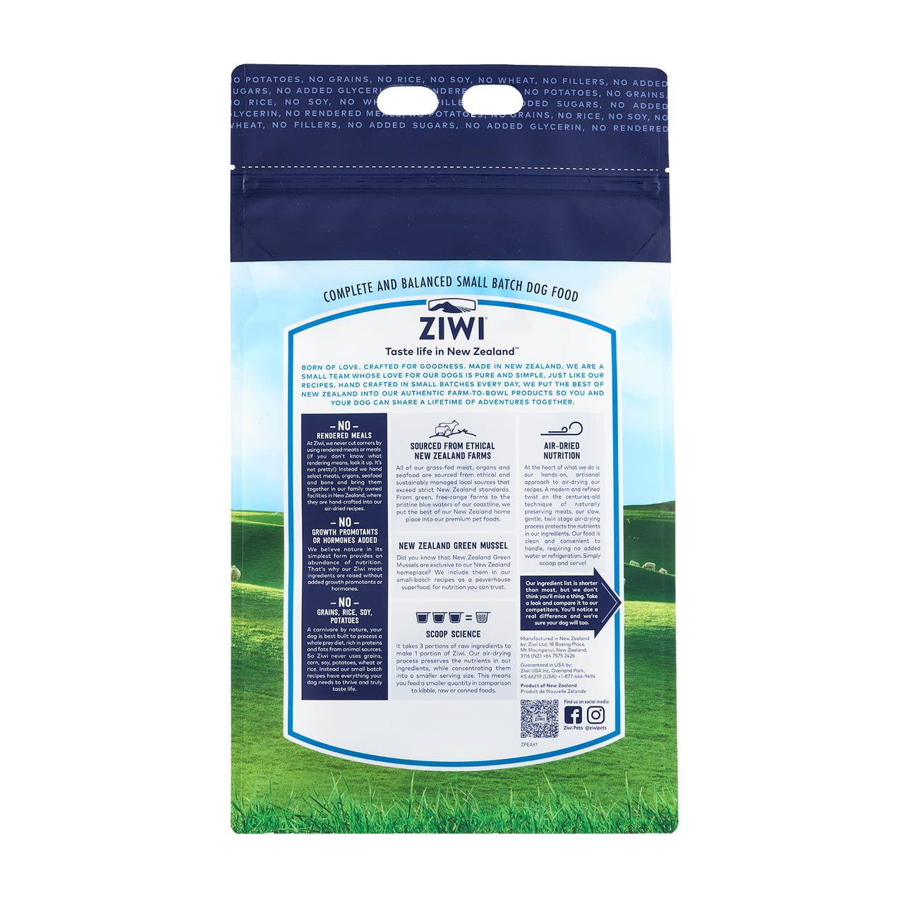 Ziwi Peak Lamb Air-Dried Dog Food 1kg, nutritious, grain-free formula for healthy dogs.