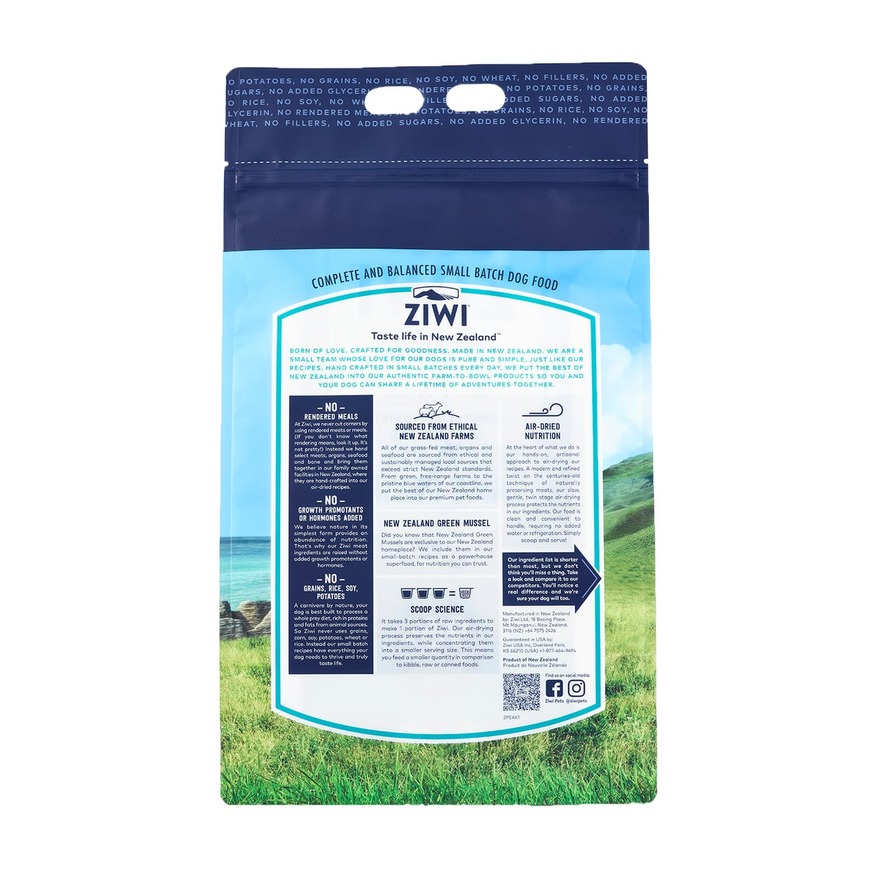 Ziwi Peak Mackerel & Lamb Air-Dried Dog Food 1kg - nutritious, high-quality pet food with no fillers or grains.