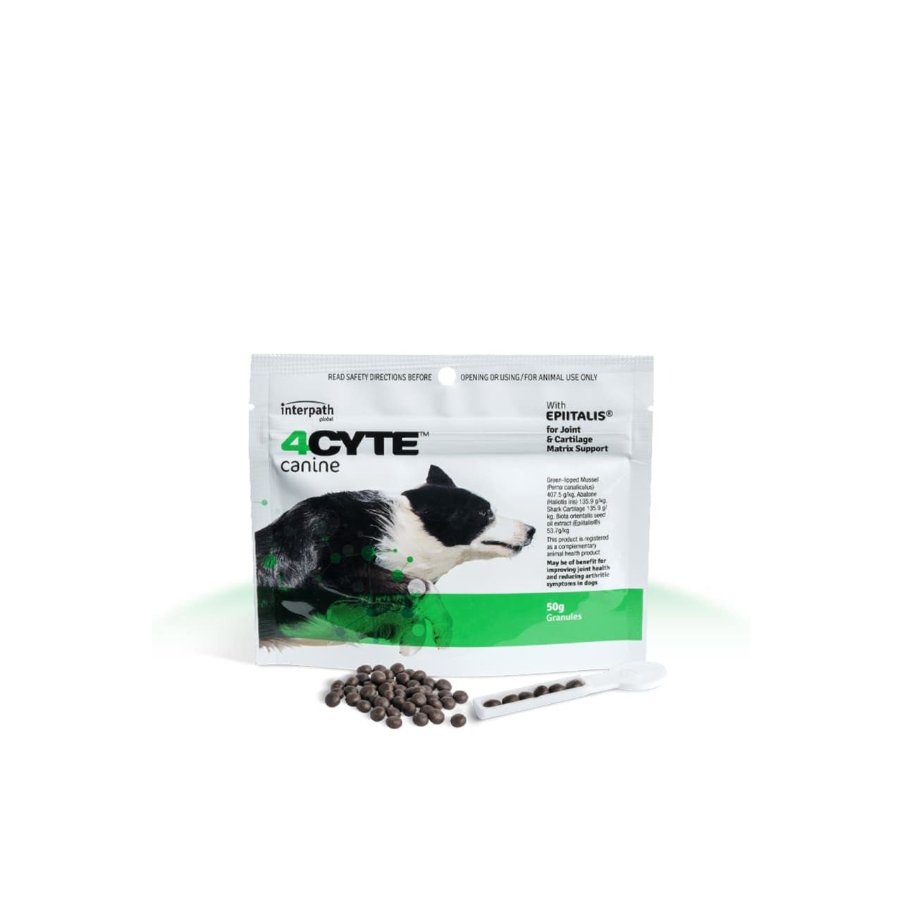 4CYTE Canine Joint Support Granules 50g for improved mobility and joint health in dogs.