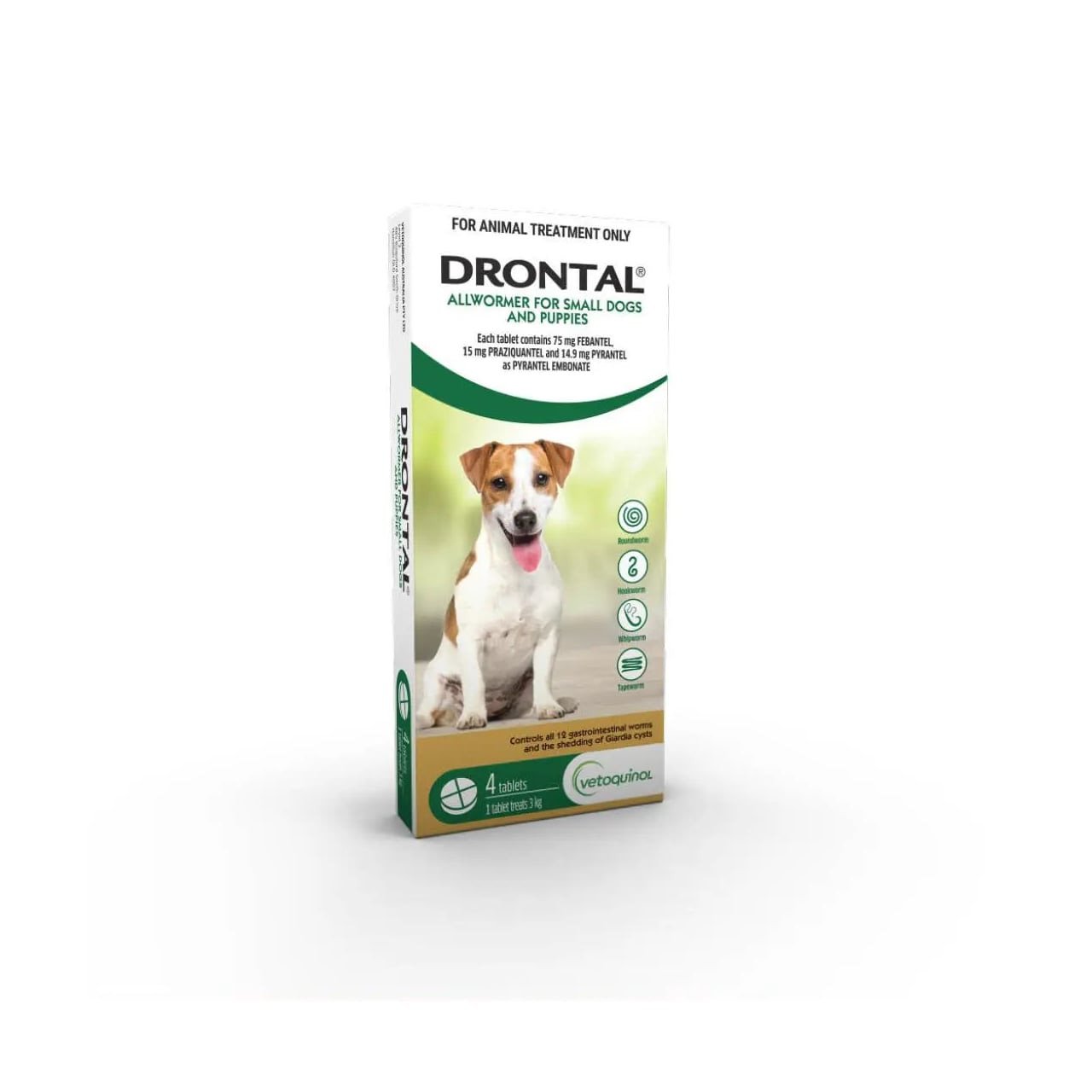 Drontal Allwormer Tablets for Small Dogs, 3 kg - 4 Pack, effective deworming solution for healthier pets.